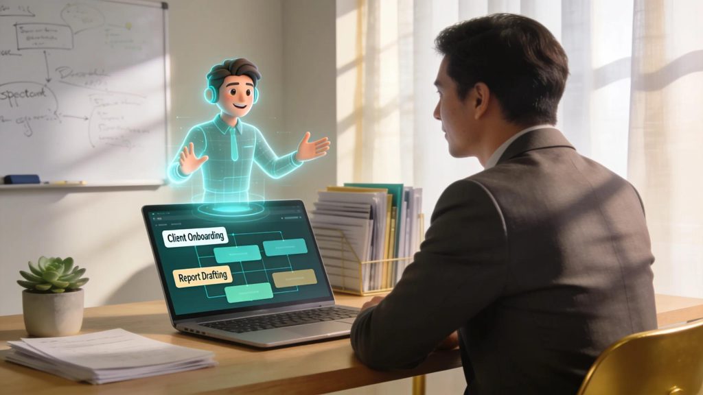 Virtual assistant collaborating with a business owner, highlighting flexibility in administrative services