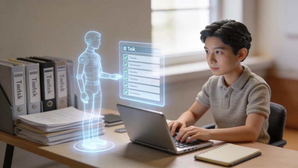 Small business owner benefiting from virtual assistant services to increase productivity