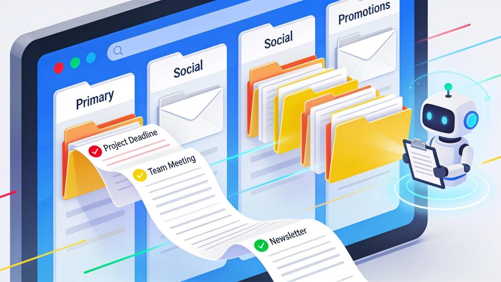 Virtual assistant organising emails with filtering techniques for effective management